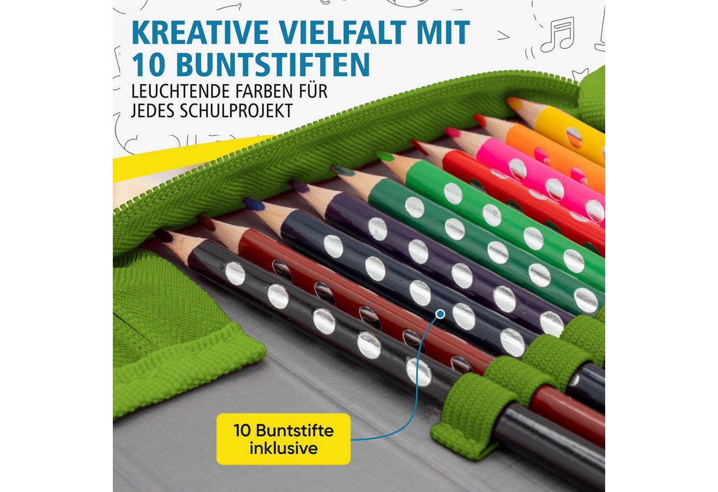 itenga Federmäppchen itenga Schüler-Etui Mäppchen geometrisches Muster 28 teilig (gefüllt) Bild 3
