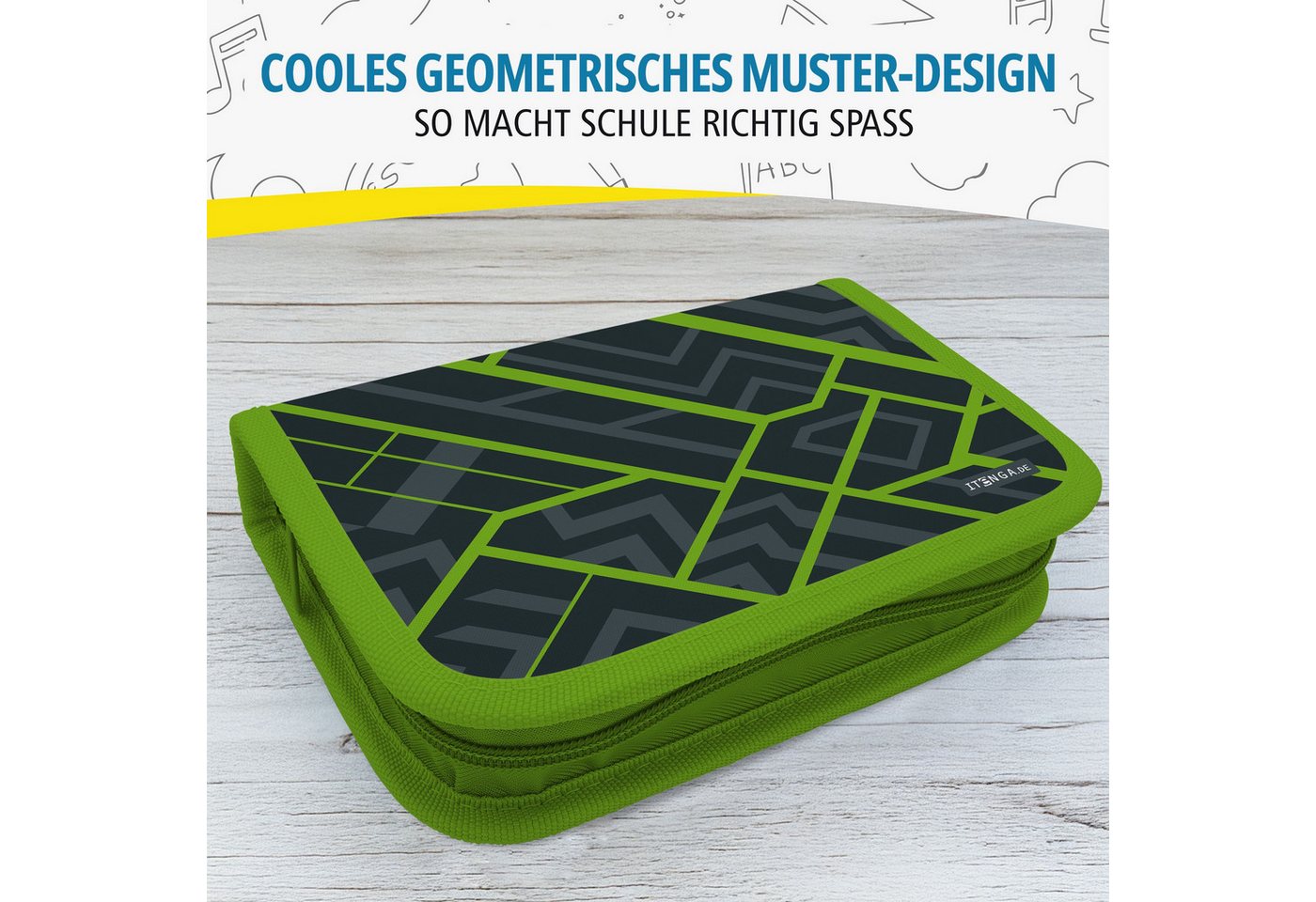 itenga Federmäppchen itenga Schüler-Etui Mäppchen geometrisches Muster 28 teilig (gefüllt) Bild 5