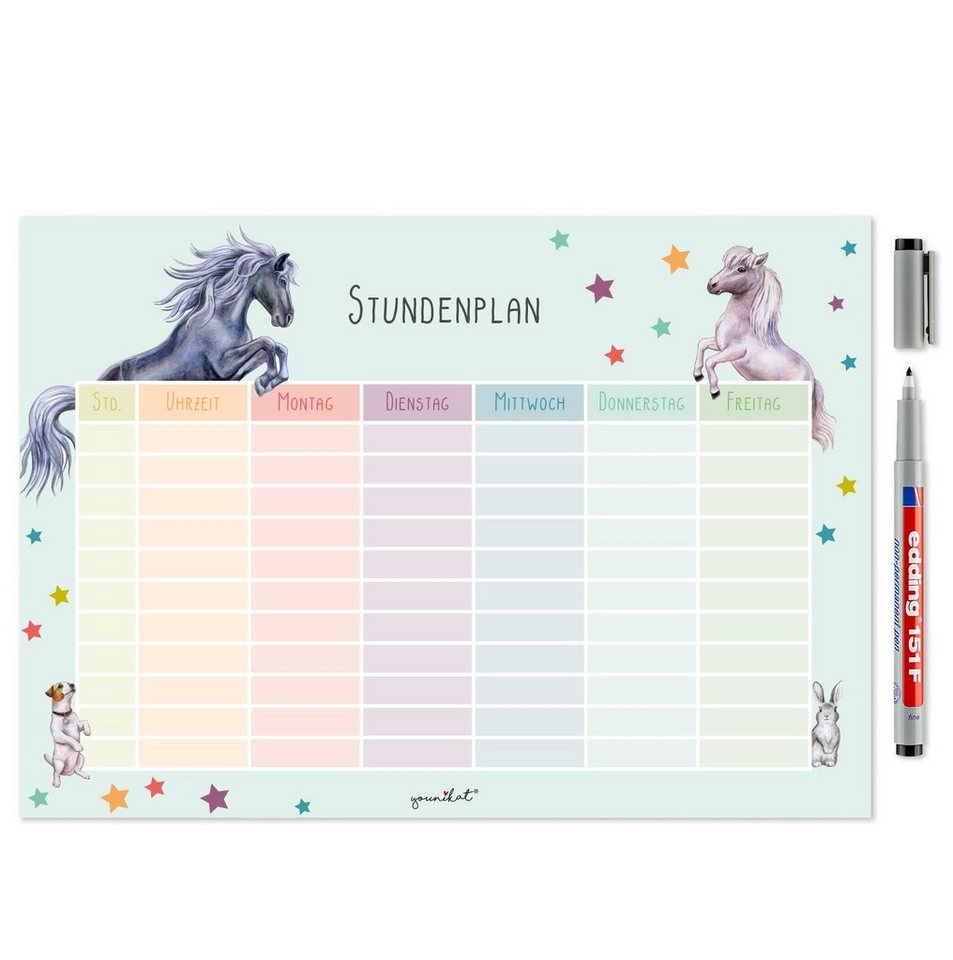 younikat Schülerkalender Stundenpläne in pastell Motiven, Magnetisch