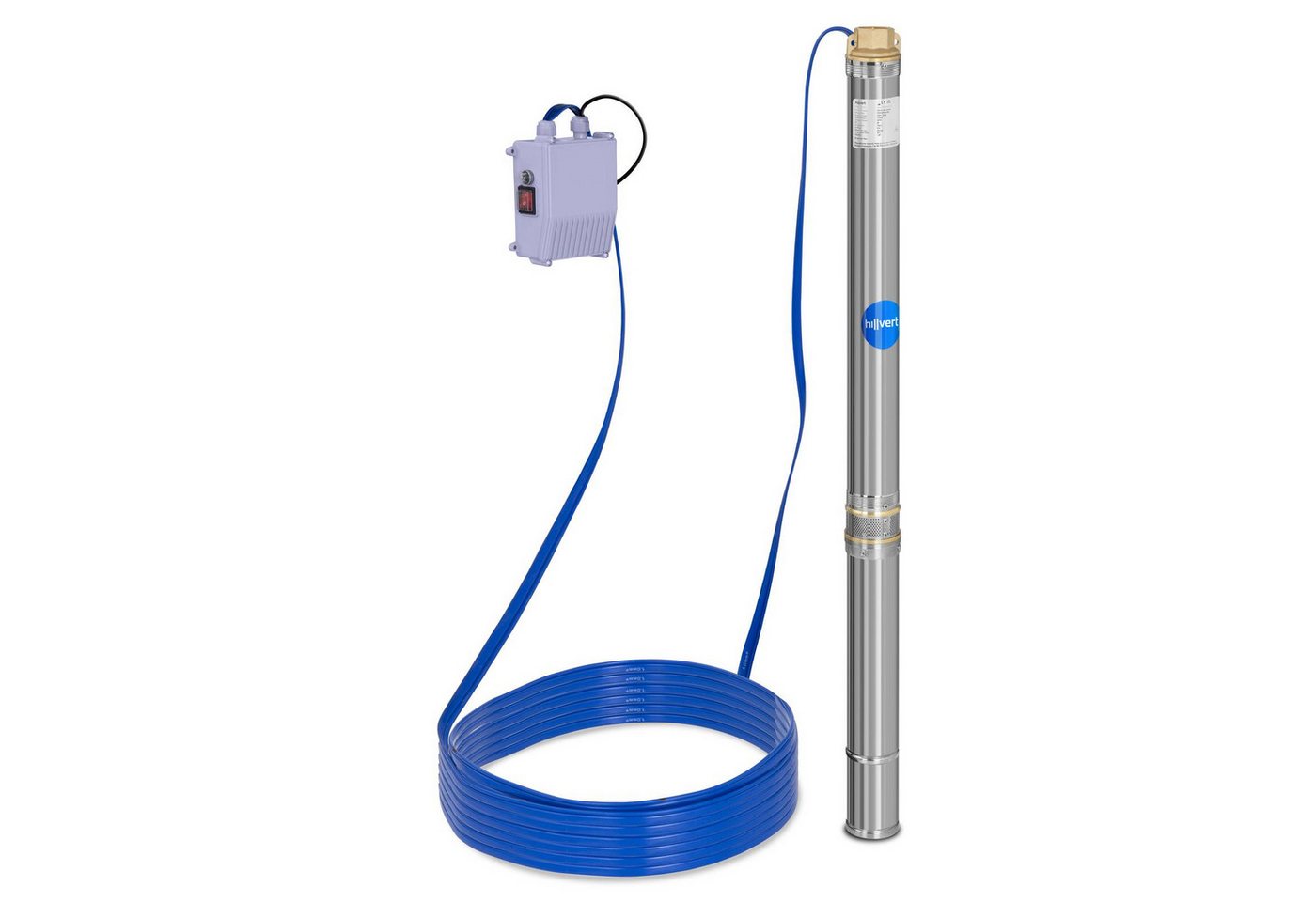 Hillvert Tiefbrunnenpumpe 3.800 l/h Brunnenpumpe 550 W Wasserpumpe Förderhöhe 60 m Kabel 20 m Bild 2