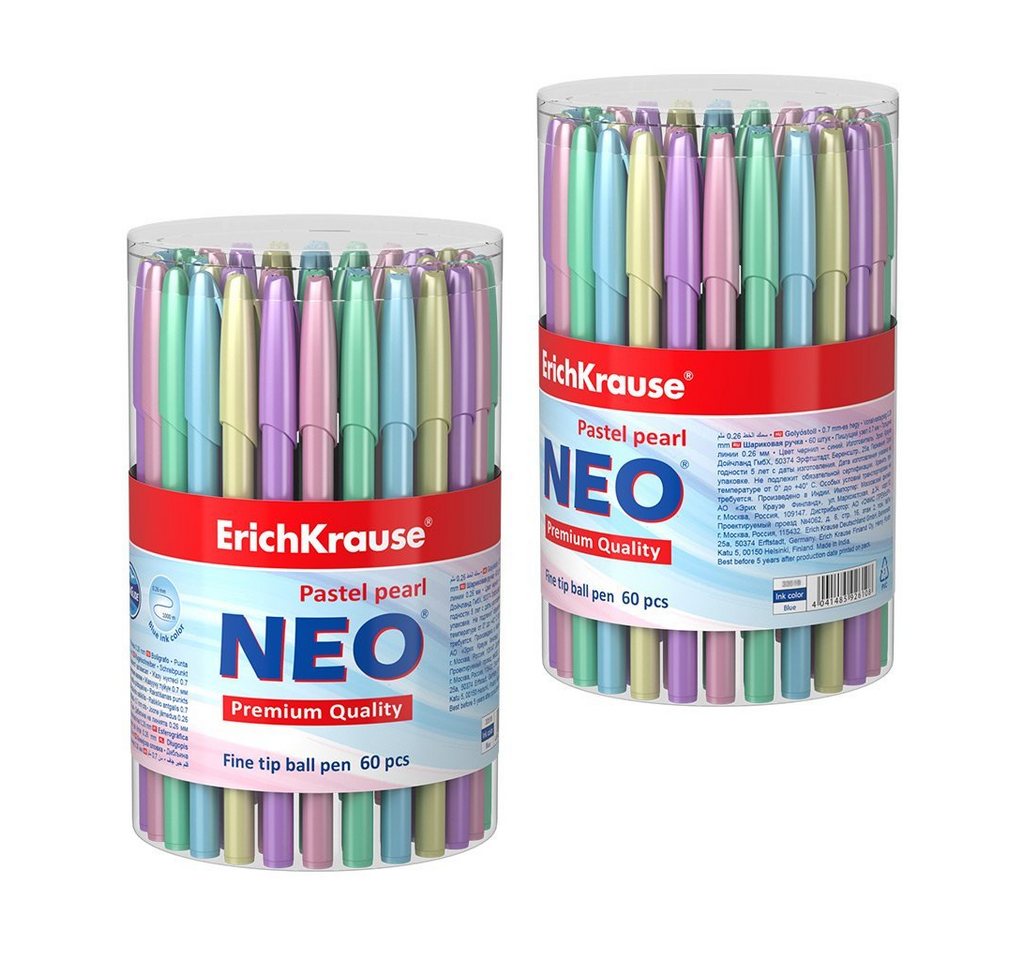 Erich Krause Kugelschreiber, Kugelschreiber Neo Pastell Pearl 0,26mm 60er Pack Blau