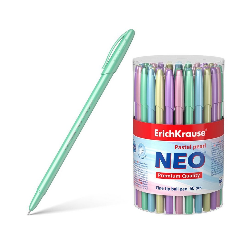 Erich Krause Kugelschreiber, Kugelschreiber Neo Pastell Pearl 0,26mm 60er Pack Blau Bild 2