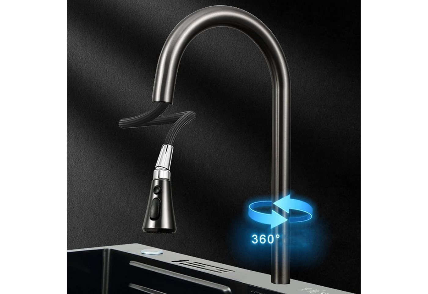 Faizee Home Edelstahlspüle Edelstahlspüle Neom Edelstahlspüle & Nano in Silber, Gold, Schwarz, 75/20.5 cm Bild 5