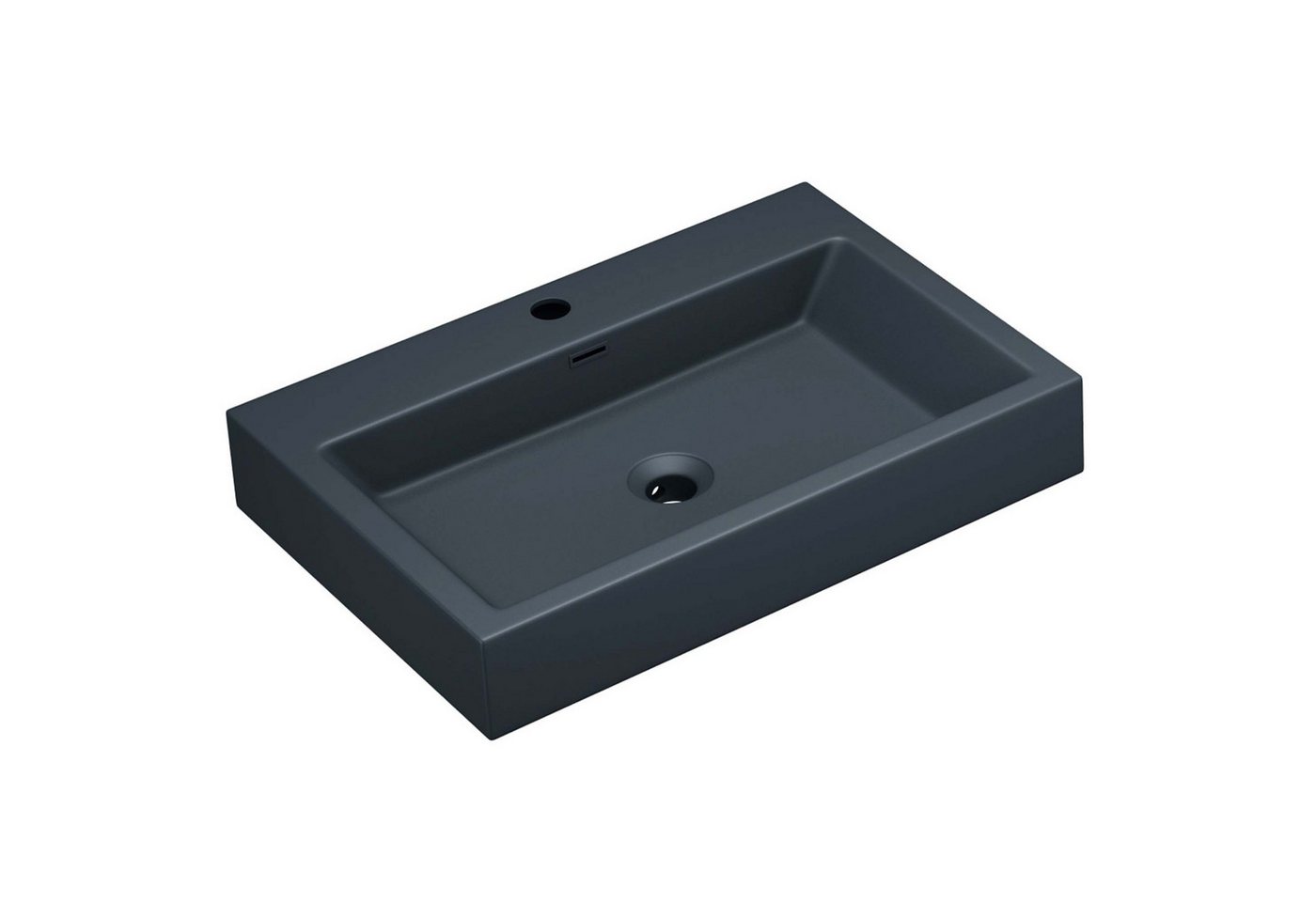 Mai & Mai Waschbecken Aufsatzwaschbecken mineralguss Gelcoat-Schutzschicht Colossum06 NEU, 1 Armaturenloch & DIN-Anschlüsse für Armatur/ Ablauf