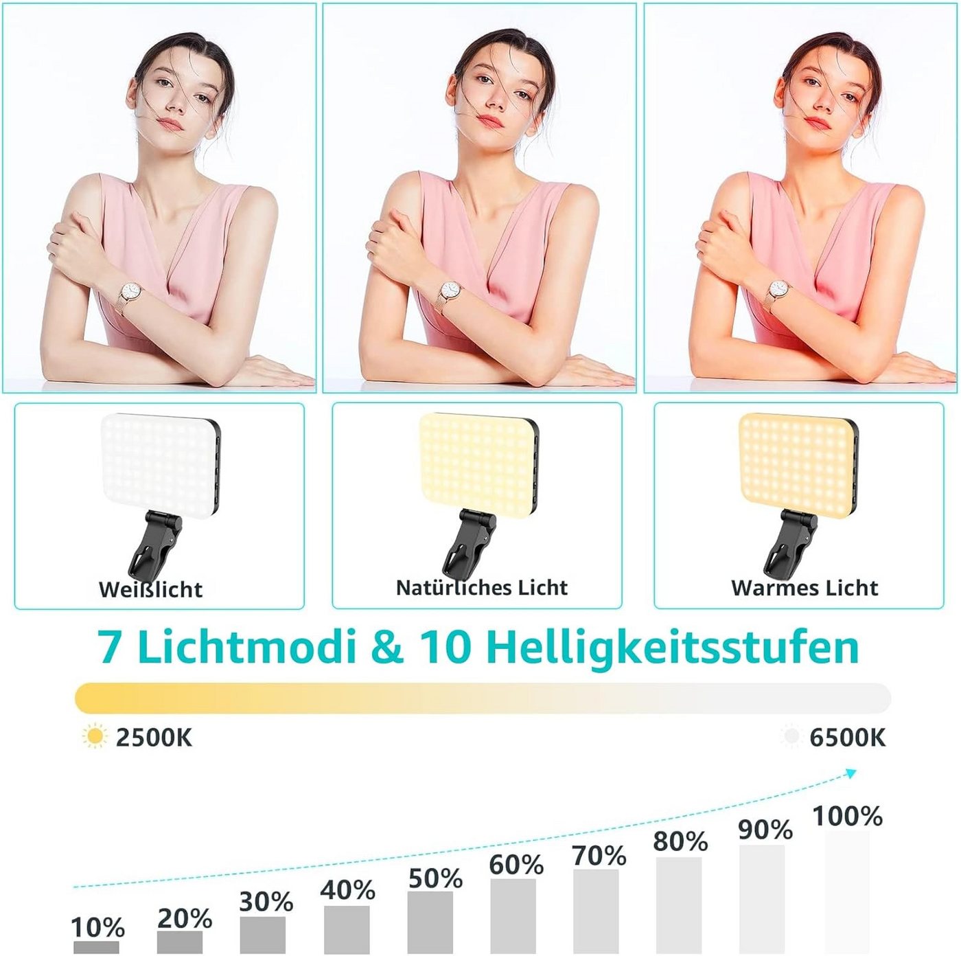 FELIXLEO Videoleuchte Selfie Licht 60 LED Fuelllicht Tragbares Clip On Licht fuer Handy Bild 3