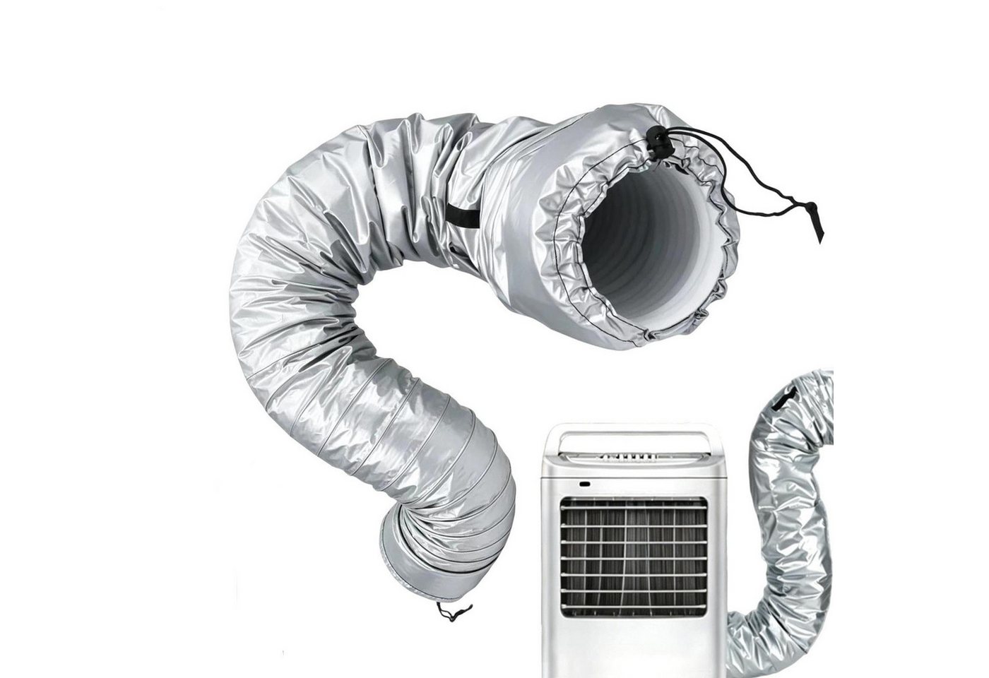 FOUORTUNATE-BEE Dampfsperrklebeband Isolierung für Klimaschlauch 127/150 mm Mobiles Klimagerät Universal Für mobile Klimaanlage Büro Schlafzimmer Wohnmobil mit Klettband Bild 5