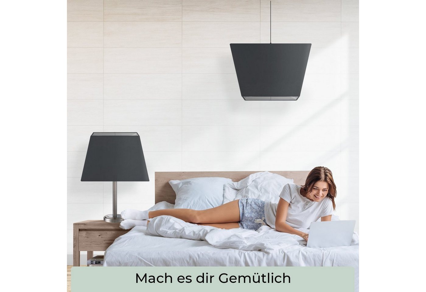 Wogati Lampenschirm Premium Stehlampe Lampenschirm Trapez Bild 4