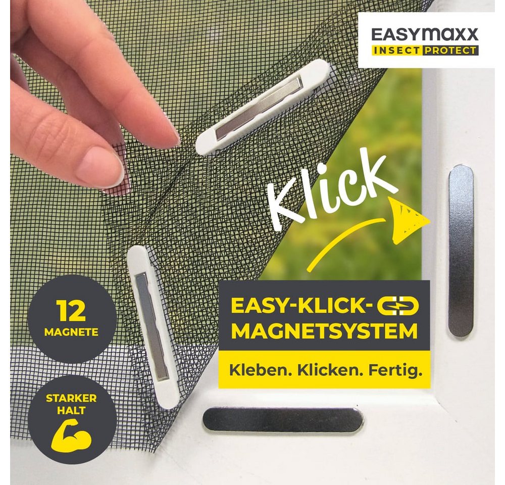 EASYmaxx Insektenschutz-Fensterrahmen Insektenschutzgitter 110 x 130 cm mit Magnetbefestigung, 2er Set, (2-St), Schutz gegen Mücken, Fliegen, Wespen etc. magnetisch leicht anbringbar Bild 5