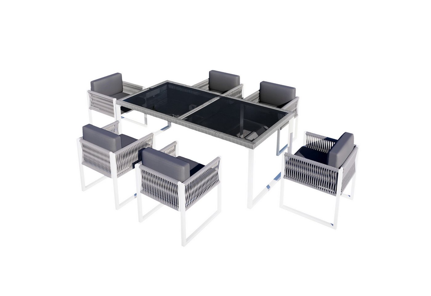 Celya Gartenlounge-Set Gartenmöbel, 6-Personen-Garten-Essgruppe mit Sesseln, Essgruppe, abnehmbarer und waschbarer Stoffbezug Bild 3