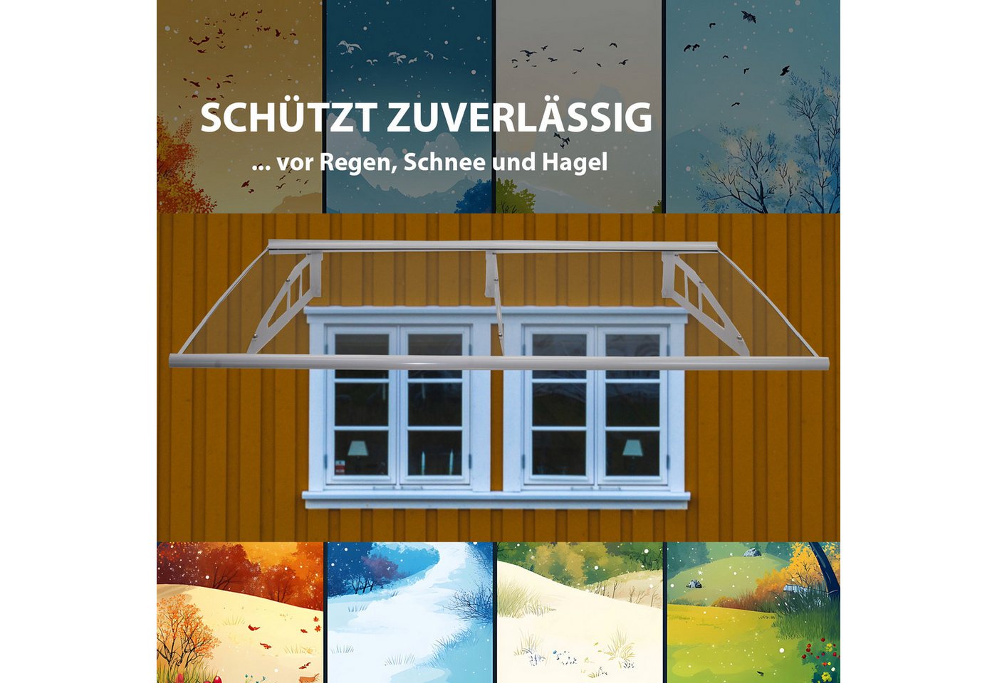 TRUTZHOLM Vordach 190x100cm Aluminium Türdach Haustürvordach Pultvordach Überdachung (1 St)