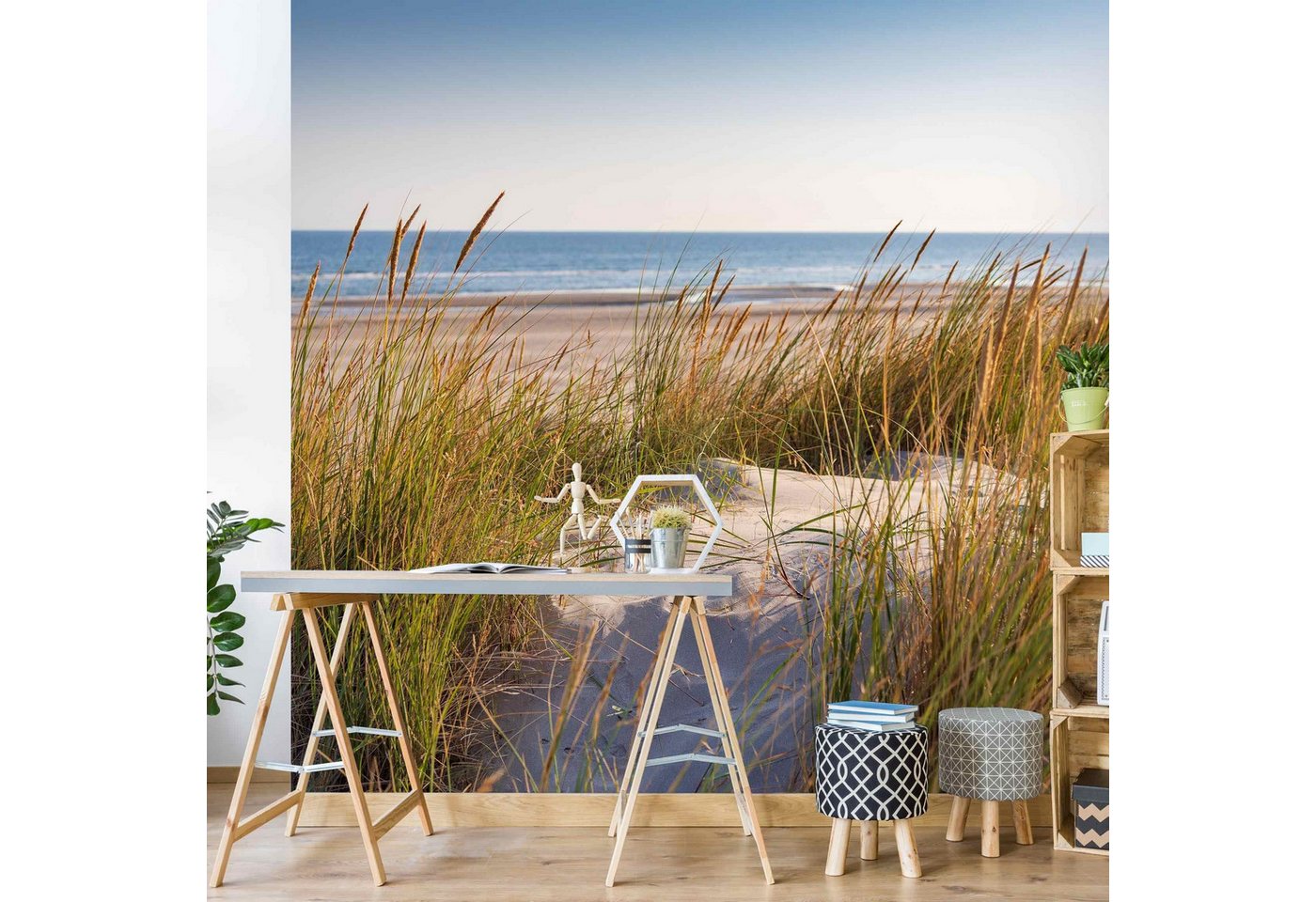 Bilderdepot24 Fototapete Strand & Meer Stranddüne Meer Natur Landschaft Maritim Meerblick, Glatt, Matt, (Vliestapete inkl. Kleister oder selbstklebend), Wohnzimmer Schlafzimmer Küche Flur Motivtapete Vliestapete Wandtapete Bild 3