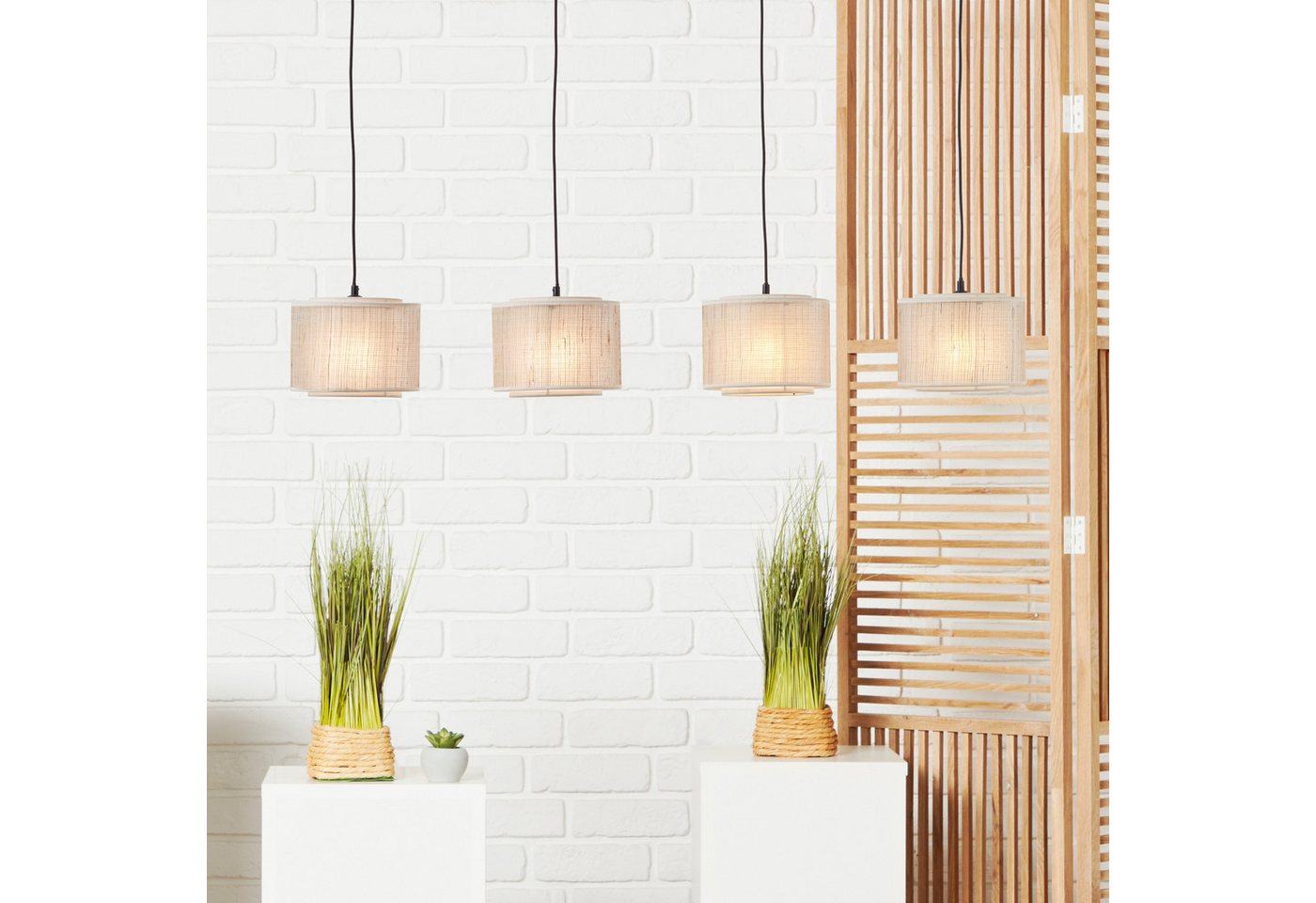 Lightbox Pendelleuchte, ohne Leuchtmittel, Hängelampe, kürzbar, 114 x 125 x 22 cm, E27, max. 42 W, schwarz/beige Bild 4