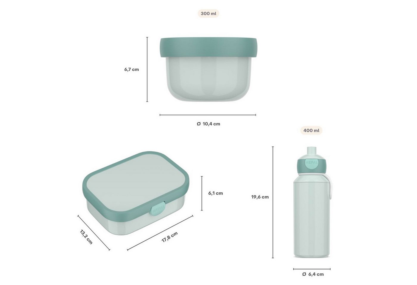 Mepal Lunchbox Campus Lunchset 3-tlg., Acrylnitril-Butadien-Styrol (ABS), (3-tlg), Spülmaschinengeeignet Bild 3