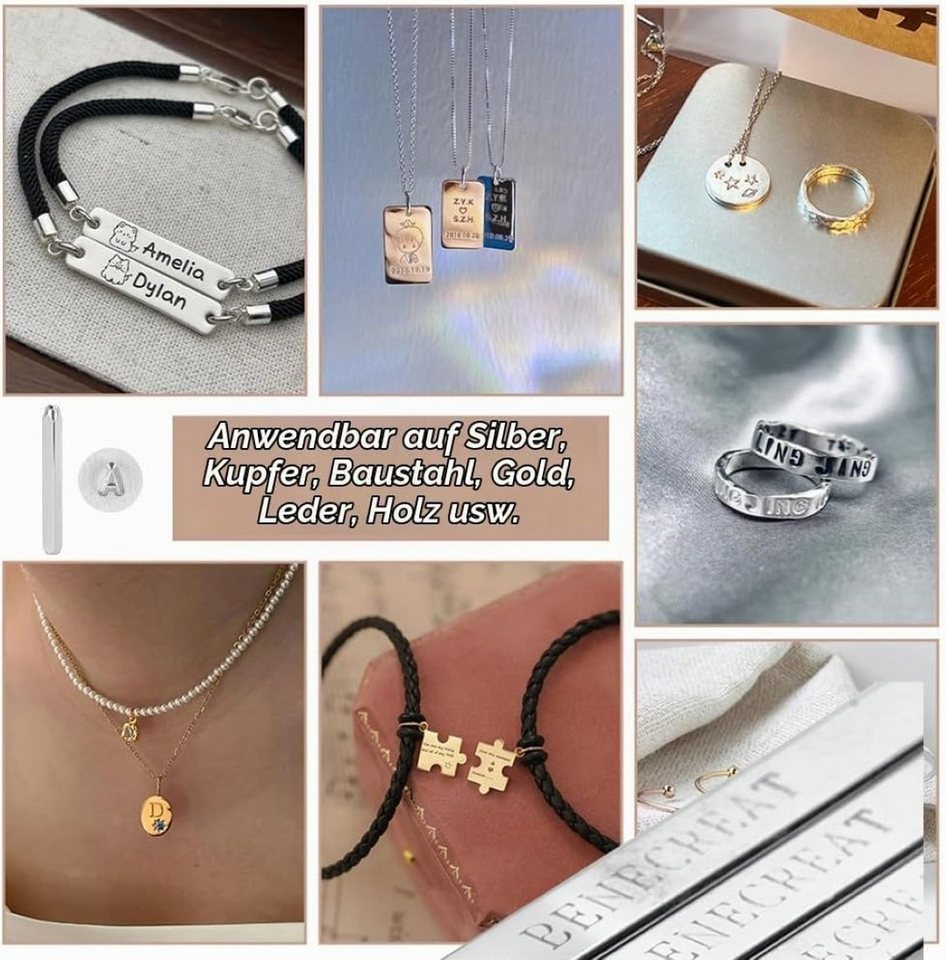 Benecreat Stempel 36-teiliges Metallstempel-Set Alphabet Zahlen 3 mm Metall Leder Holz, 36-teiliges Metallstempel-Set mit 3 mm Abdruckhöhe und Box Bild 2