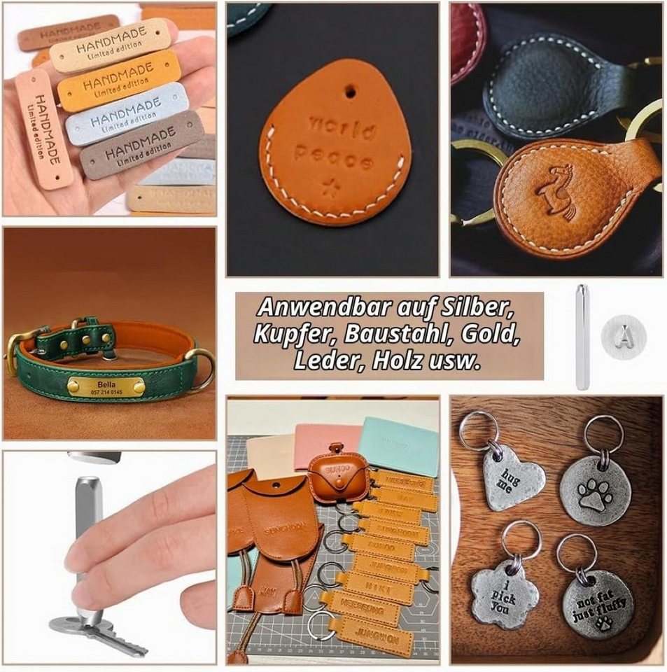 Benecreat Stempel 36-teiliges Metallstempel-Set Alphabet Zahlen 3 mm Metall Leder Holz, 36-teiliges Metallstempel-Set mit 3 mm Abdruckhöhe und Box Bild 4