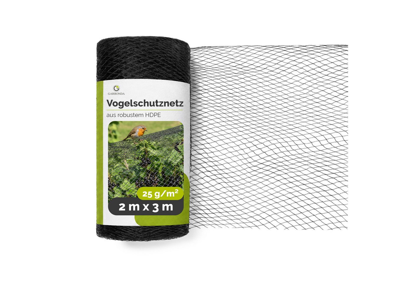 Garronda Schutznetz Vogelschutz HDPE 20 × 20 mm UV-beständig gegen Katzen GD-0194, BxL: 2x3 m, (1-St), UV-beständig, schützt Obst und Gemüse vor Vögeln und Katzen