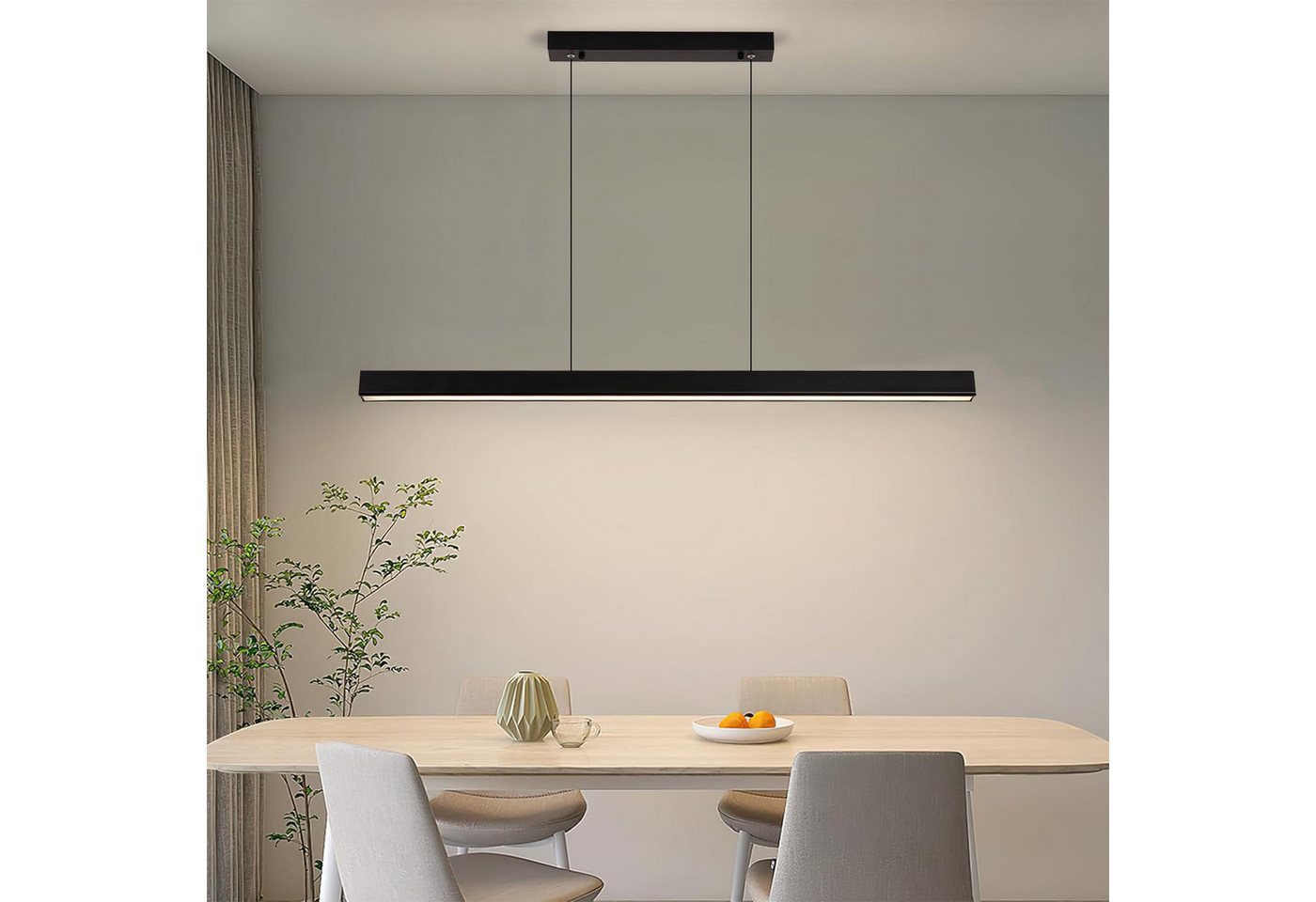 POPOLIC LED Pendelleuchte Esstisch 115cm, Dimmbare Moderne LED Pendelleuchten Mit Fernbedienung, 3000K/4500K/6000K 3 Farben, Lichter 10% -100% Helligkeit Einstellbar, Höhenverstellbar, Für Büro Esszimmer Bild 5