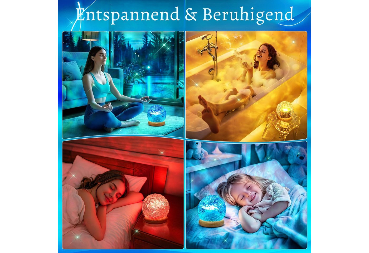 Vivitar LED Nachtlicht Aurora-Kristalllampe 18 Farben, Stimmungsbeleuchtung für Schlafzimmer, Partybeleuchtung, Geschenk für Kinder und Erwachsene zu Weihnachten und Geburtstagen, moderne, vielfältige Lichtmuster, Meereswellen-Projektor, Nordlicht-Projektor und Nachtlicht, dimmbare Bild 4