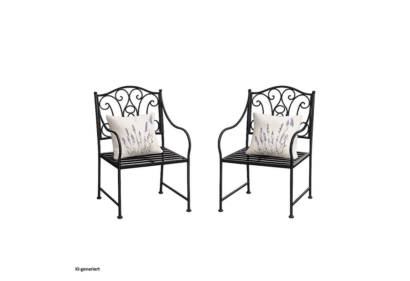 HTI-Living Gartenstuhl 2er Set Gartenstuhl Curly Vintage Schwarz bis 110 kg (Set, 2 St), Metallstuhl mit Armlehnen nostalgisch Bild 2