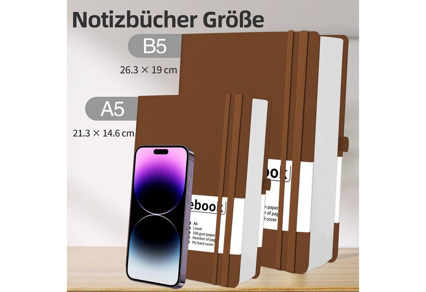 LuxusKollektion Notizbuch Notizbuch B5 Liniert 360 Seiten Braun