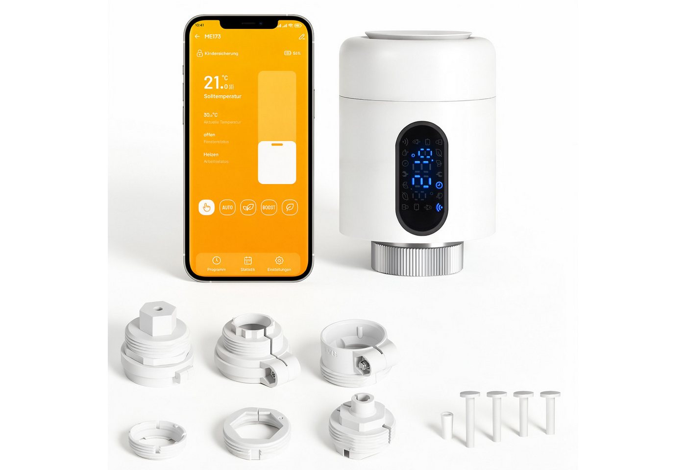 Clanmacy Heizkörperthermostat Smartes Thermostat WiFi, App-Steuerung, Smart Life/Tuya, Weiß, 1er, (7 St) Bild 2