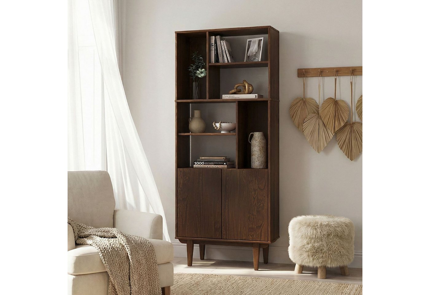 IDIMEX Regal SIMONA, Modernes Holzregal mit Türen & Fächern Design Regal nussbaum farben Bild 2
