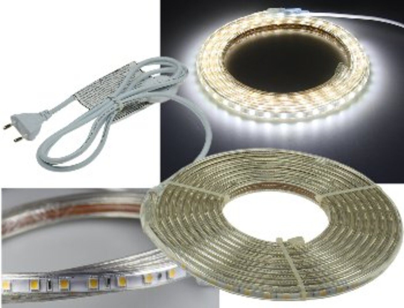 ChiliTec LED-Streifen 230V, kaltweiß, Streifenlänge: 5000, 6000K, 10W, 630lm, IP44, Hochvolt