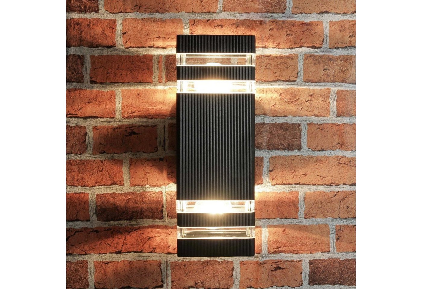 Licht-Erlebnisse Außen-Wandleuchte RIO, ohne Leuchtmittel, Moderne Wandlampe Up & Down für außen eckig in Anthrazit Lampe