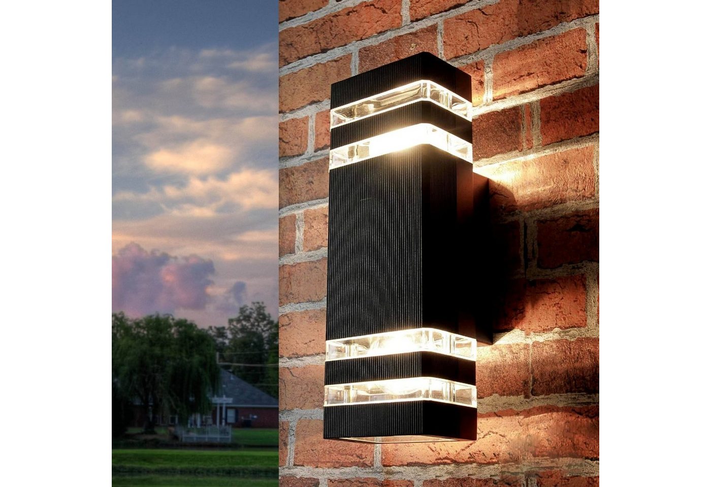 Licht-Erlebnisse Außen-Wandleuchte RIO, ohne Leuchtmittel, Moderne Wandlampe Up & Down für außen eckig in Anthrazit Lampe Bild 2
