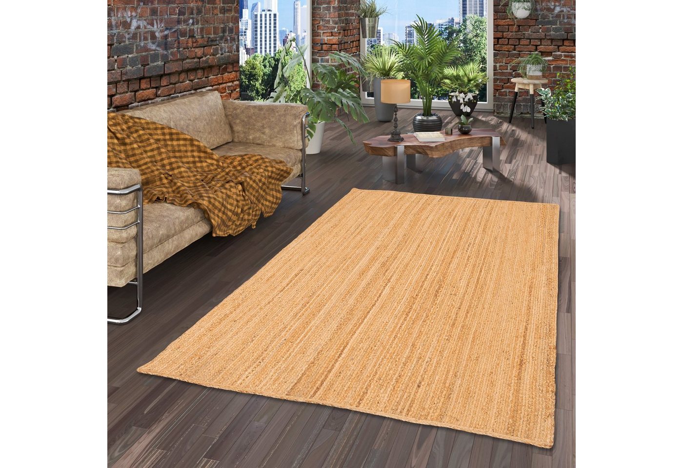 Pergamon Sisalteppich Naturfaser Teppich Jute Salsa Uni, Rechteckig, Höhe: 10 mm