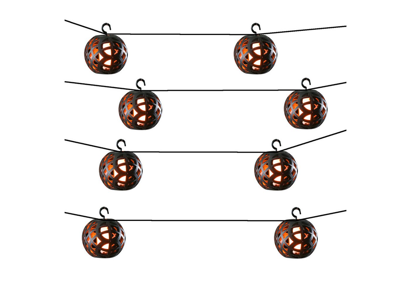 MARELIDA LED-Lichterkette Feuerball 8 Leuchtkugeln mit Flammeneffekt 2,1m Timer indoor outdoor, 8-flammig