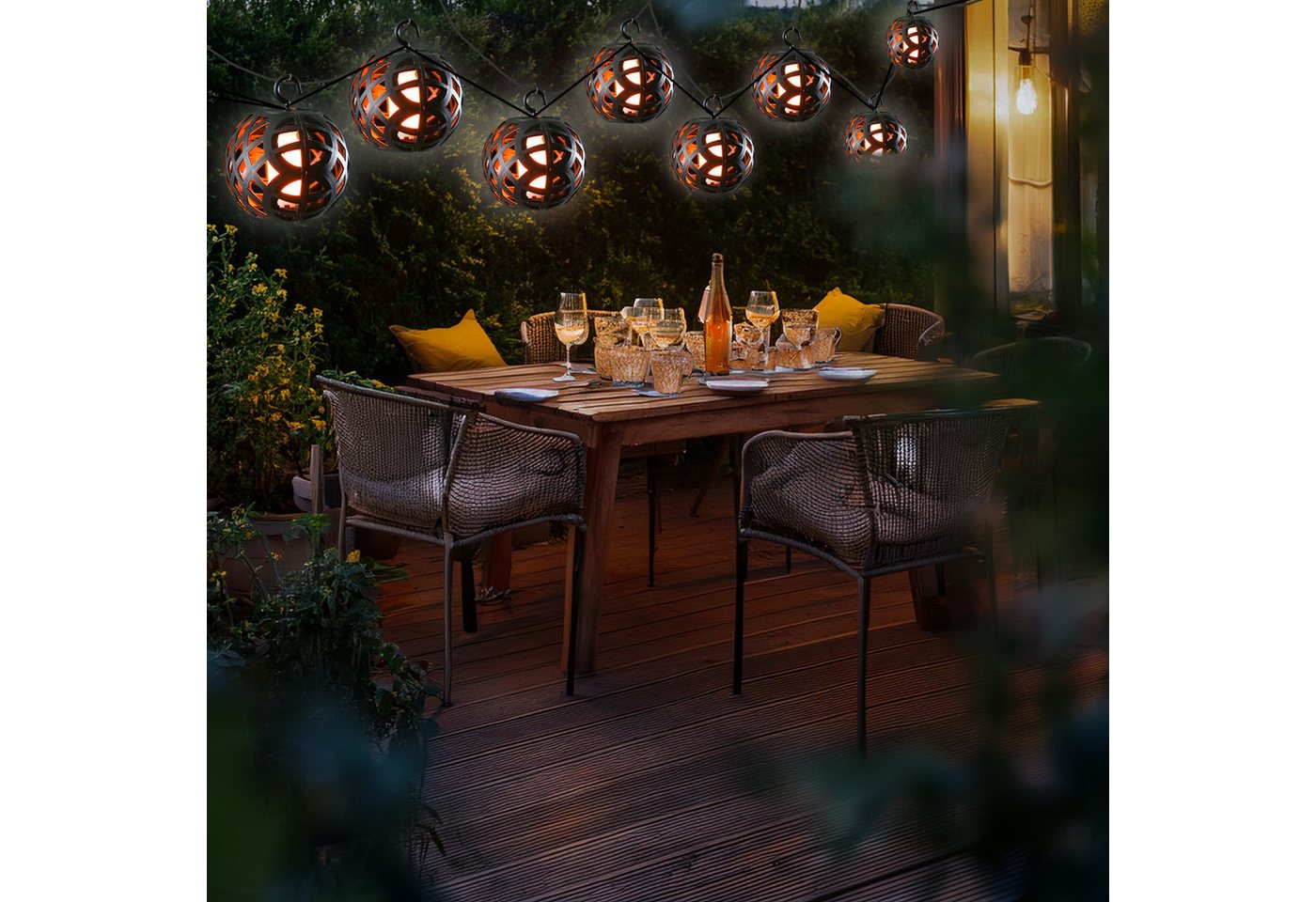 MARELIDA LED-Lichterkette Feuerball 8 Leuchtkugeln mit Flammeneffekt 2,1m Timer indoor outdoor, 8-flammig Bild 4
