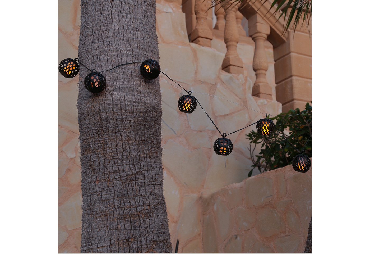 MARELIDA LED-Lichterkette Feuerball 8 Leuchtkugeln mit Flammeneffekt 2,1m Timer indoor outdoor, 8-flammig Bild 5
