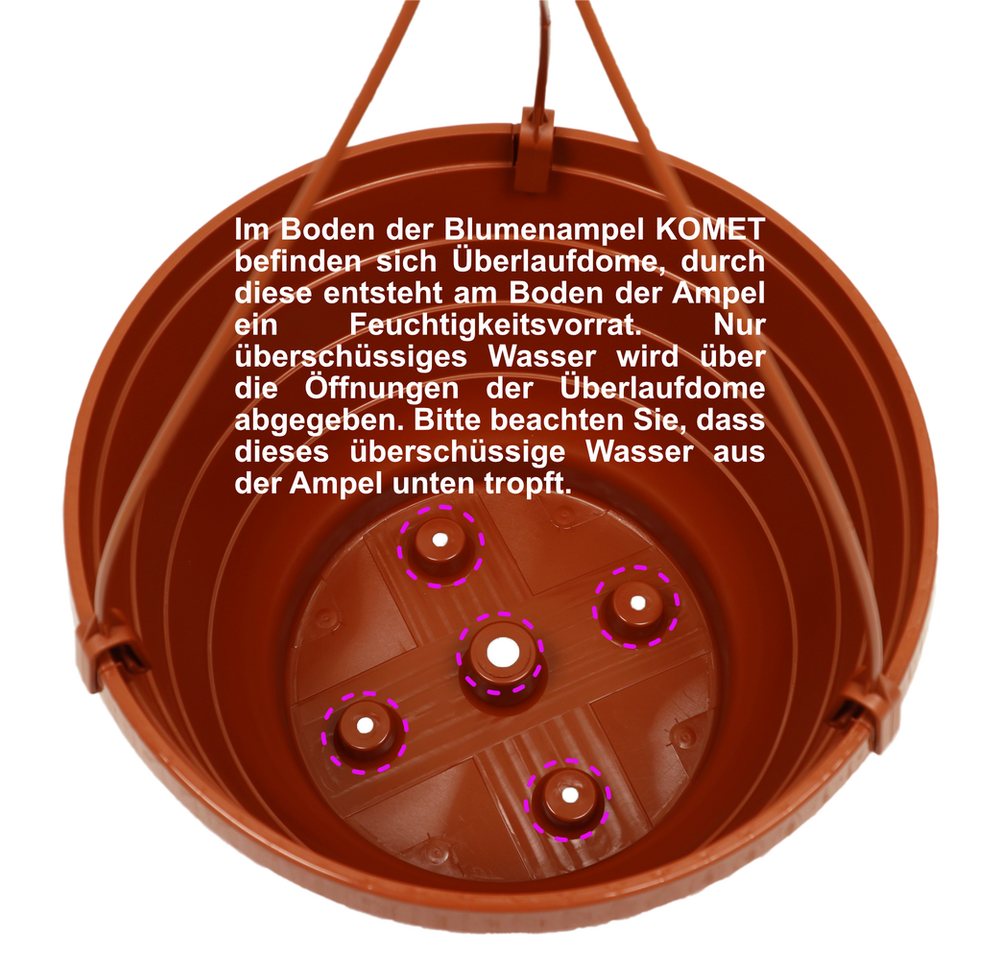 Heimwerkercenter Blumentopf MePla - 2 Stück Wetterfestes Ampel KOMET - ø20 cm - Terrakotta Bild 3