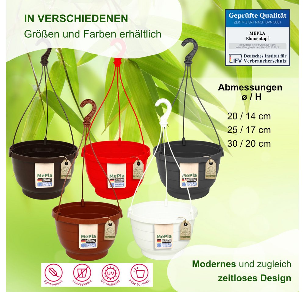 Heimwerkercenter Blumentopf MePla - 2 Stück Wetterfestes Ampel KOMET - ø20 cm - Terrakotta Bild 4