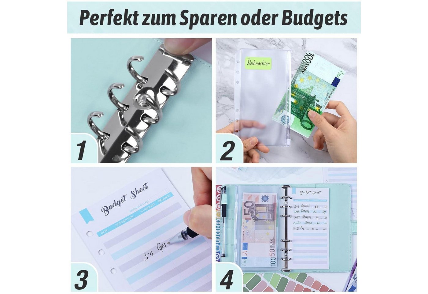 ANYUKE Notizbuch Budget Planner A6 Binder Bugetplaner Sparbuch Geld Organizer Bild 3