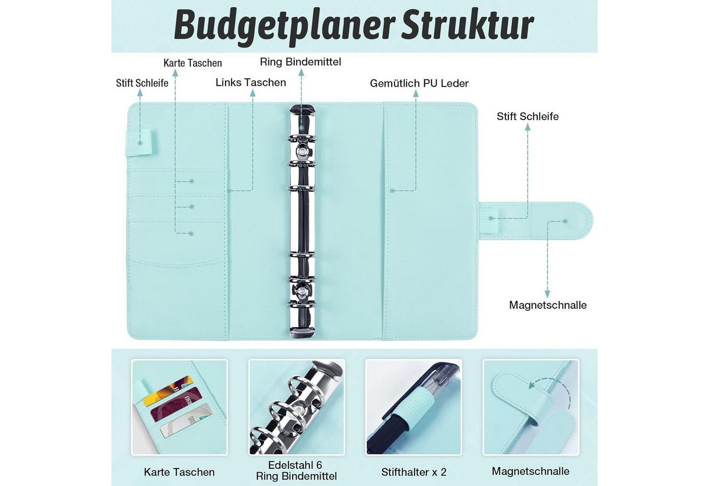 ANYUKE Notizbuch Budget Planner A6 Binder Bugetplaner Sparbuch Geld Organizer Bild 5