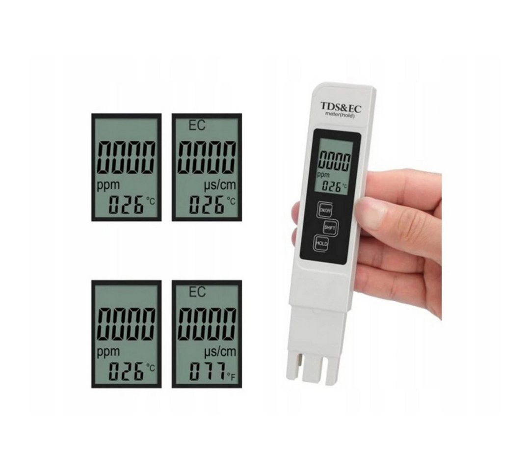 VERK GROUP Trinkwassertest TDS Messgerät Wassertester für Trinkwasser EC Leitwert Osmose, Messgerät, 1-tlg., 1 Messgerät mit Zubehör, TDS-, EC- und Temperaturmessung, HOLD-Funktion, schnelle Bild 2