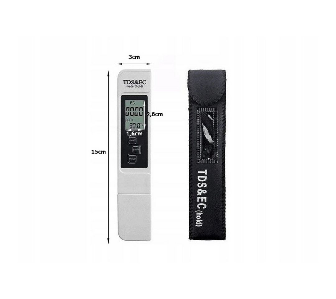 VERK GROUP Trinkwassertest TDS Messgerät Wassertester für Trinkwasser EC Leitwert Osmose, Messgerät, 1-tlg., 1 Messgerät mit Zubehör, TDS-, EC- und Temperaturmessung, HOLD-Funktion, schnelle Bild 5
