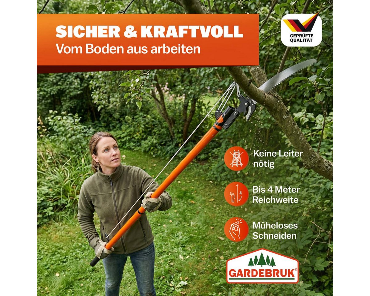 Deuba Handsäge, Teleskop Astsäge 2in1 Nylon Seilzug max. Arbeitshöhe 4 Meter