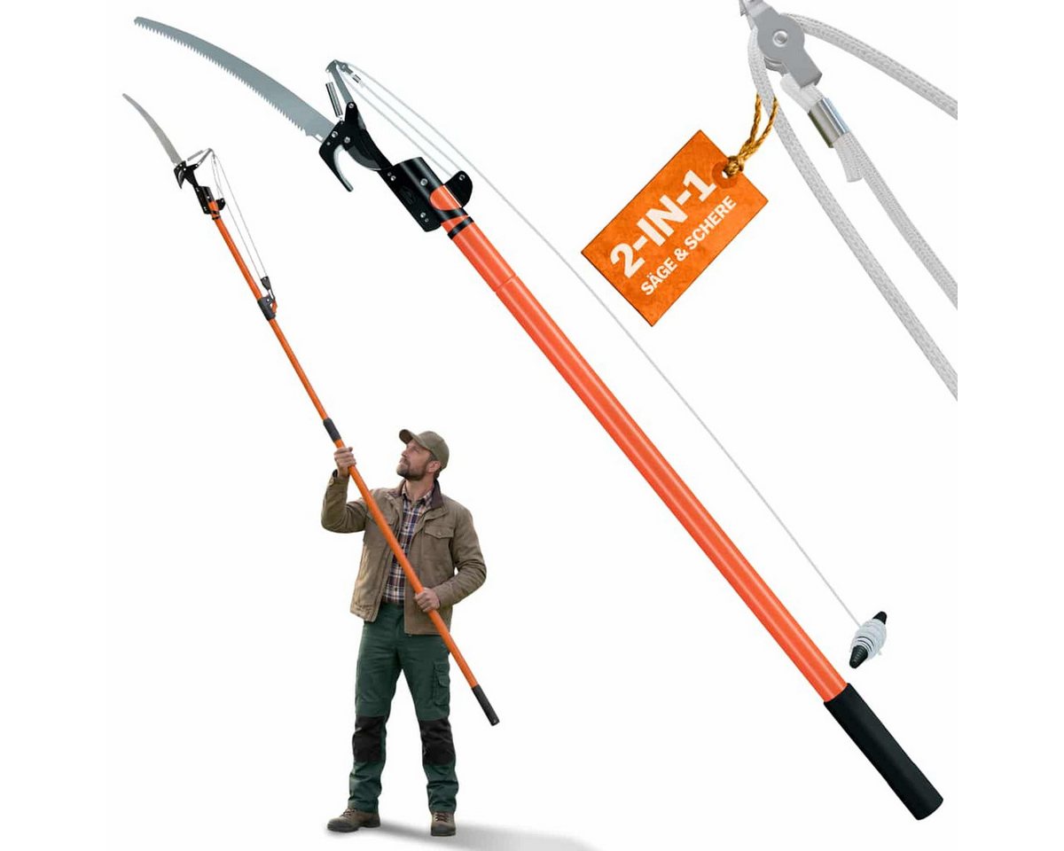 Deuba Handsäge, Teleskop Astsäge 2in1 Nylon Seilzug max. Arbeitshöhe 4 Meter Bild 2