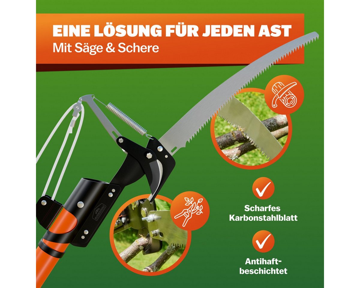Deuba Handsäge, Teleskop Astsäge 2in1 Nylon Seilzug max. Arbeitshöhe 4 Meter Bild 4
