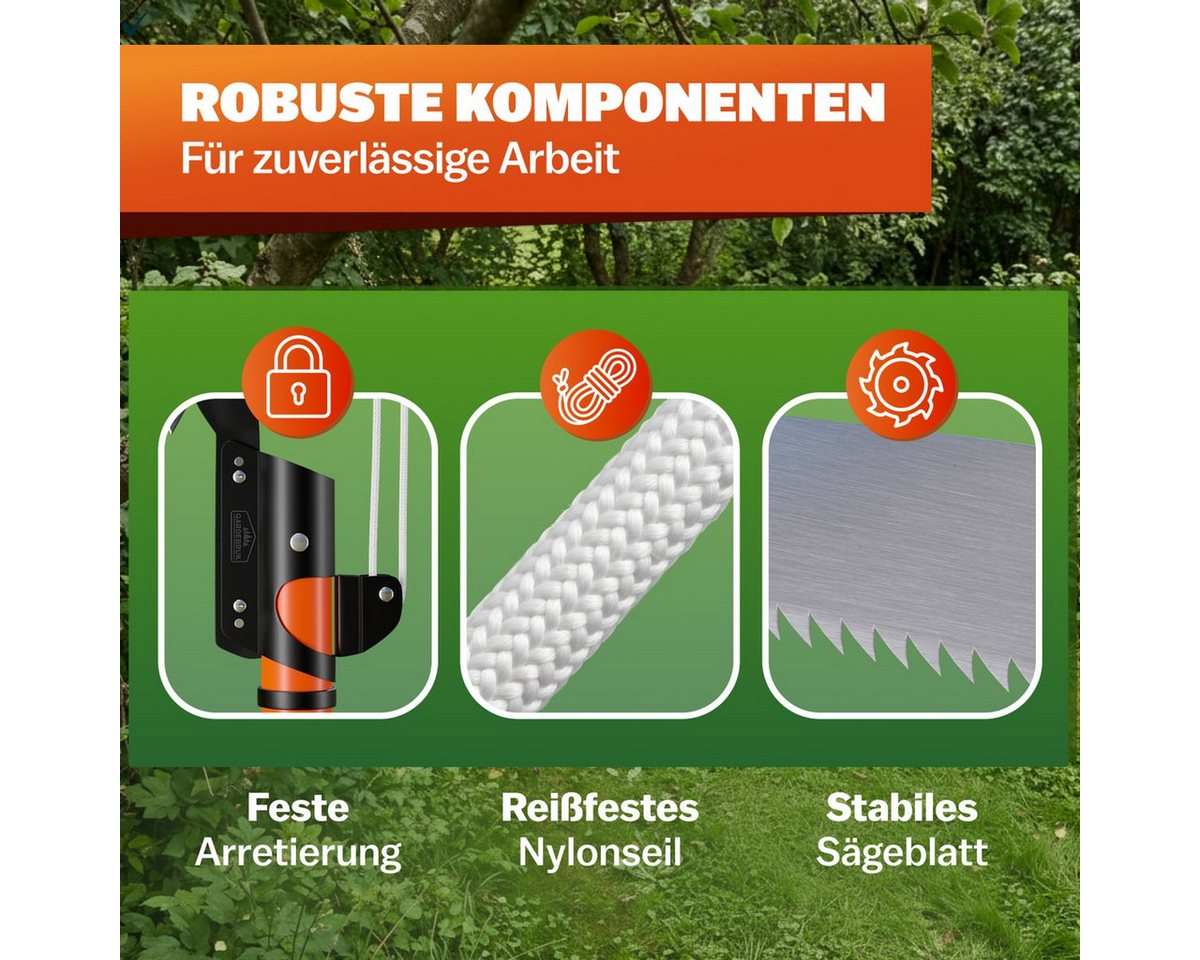 Deuba Handsäge, Teleskop Astsäge 2in1 Nylon Seilzug max. Arbeitshöhe 4 Meter Bild 5