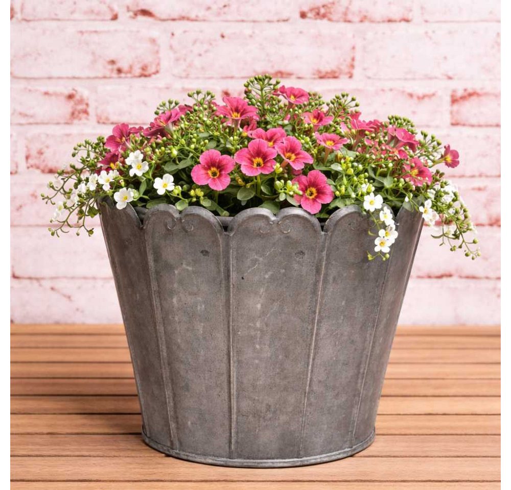 AltoBelli Blumentopf AltoBelli Blumentopf ROMY Groß Grau Metall 13x11 cm