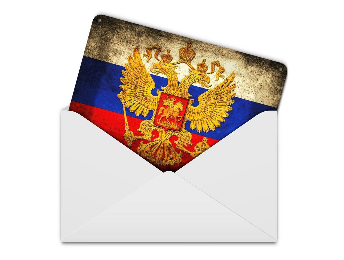 Femer GmbH Postkarte Flagge 14x10 cm Russland Fahne Wappen, unfrankiert Bild 2