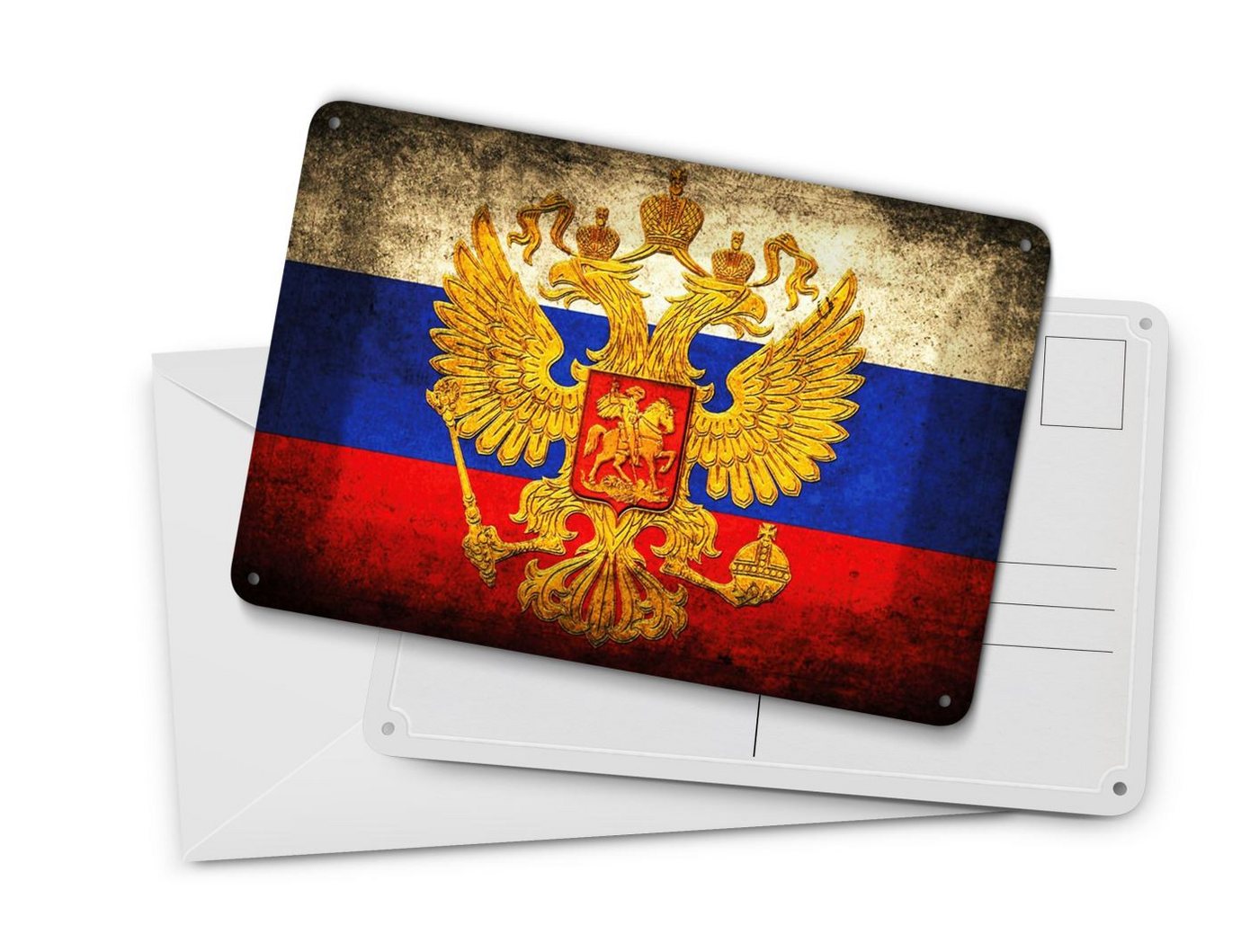 Femer GmbH Postkarte Flagge 14x10 cm Russland Fahne Wappen, unfrankiert Bild 4