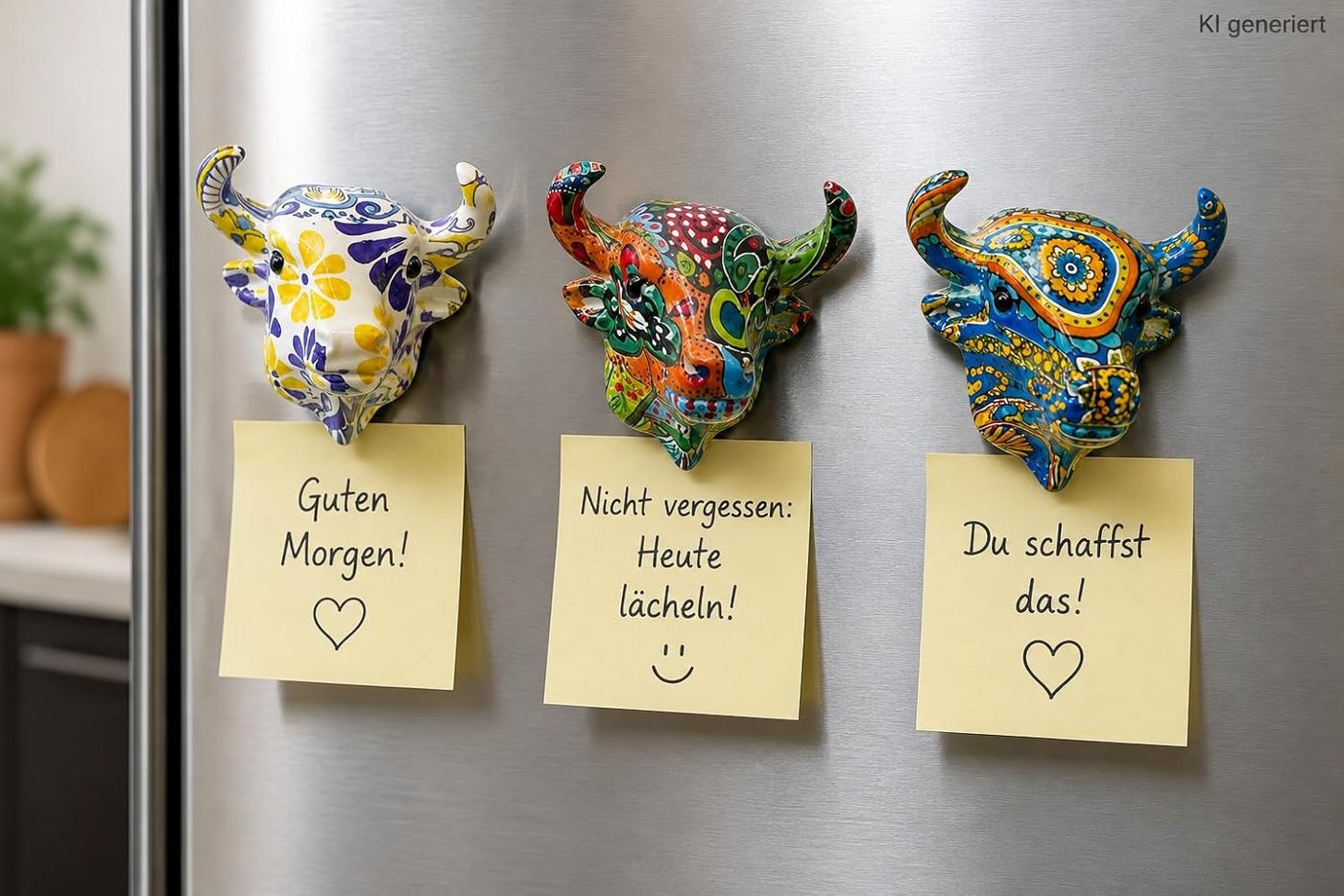 LK Trend & Style Magnet 2x Kuh- Stierkopf Dekomagnet (Kühlschrankmagnet, 2-St., nach Verfügbarkeit), Dekoelement lässt sich an alle magnetischen Gegenstände anbringen Bild 2