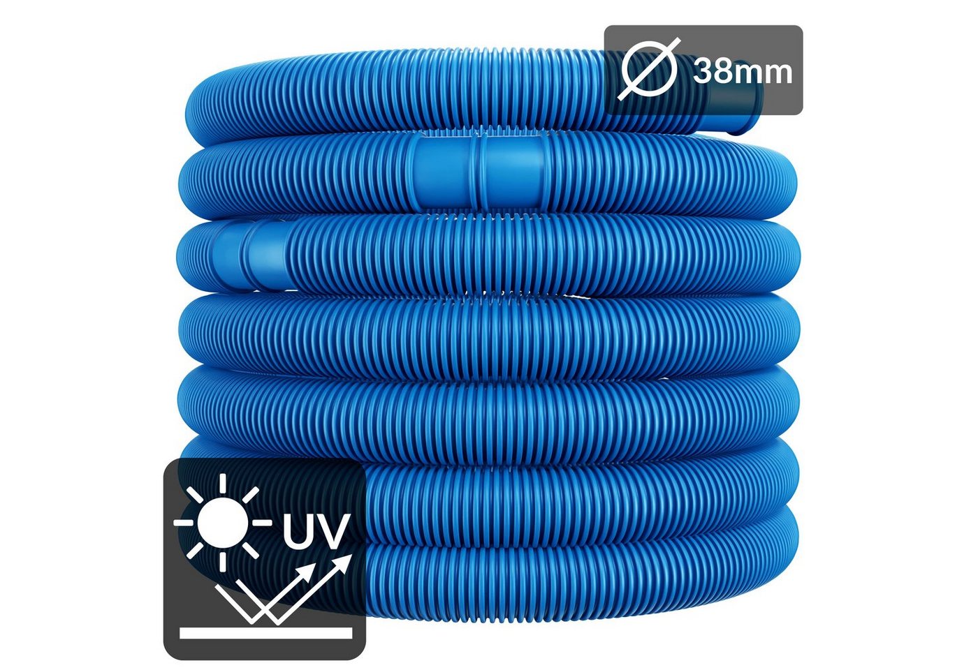 monzana Poolschlauch, 14m Ø 38mm blau flexibel mit Muffen Poolschlauch Pumpenschlauch Bild 2