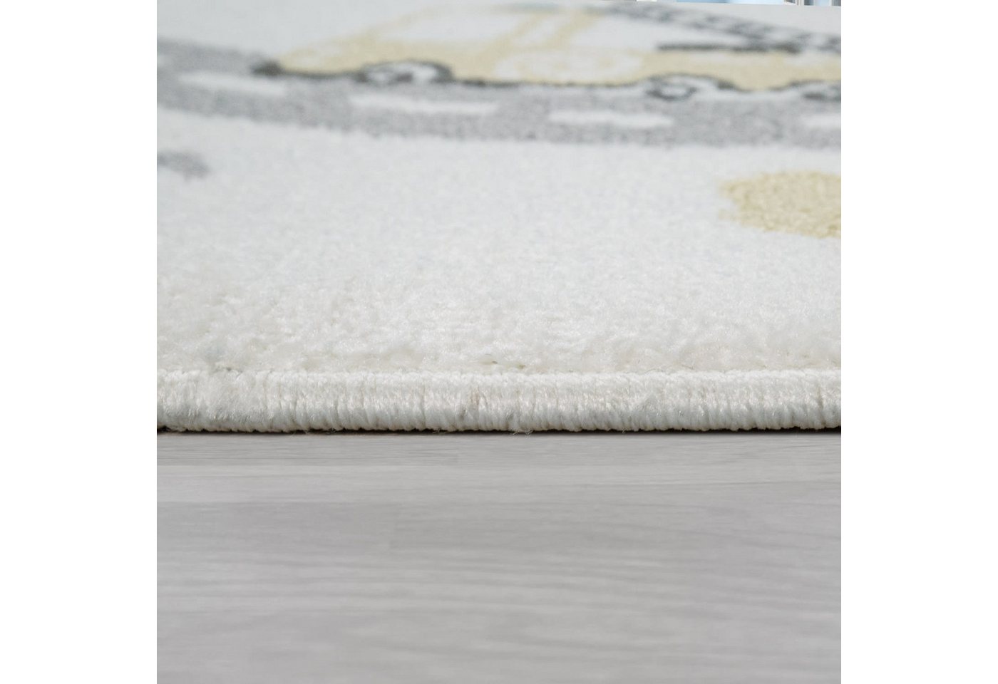 KADIMA DESIGN Kinderteppich Roadmap Kinderzimmer schmutzabweisend Teppich Kinder, Läufer, Höhe: 13 mm, Florhöhe: 9 mm, 100% Polypropylen, Rechteckig, 80x150cm, Creme Bild 5