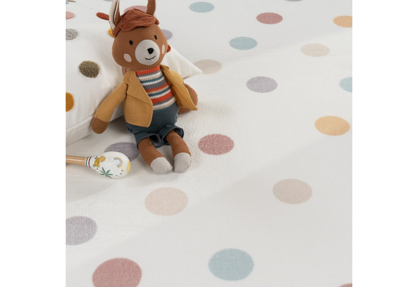 KADIMA DESIGN Kinderteppich waschmaschinenwaschbar Punkte Kindermotiv Kinderzimmer Kinderteppich, Läufer, Höhe: 24 mm, Florhöhe: 20 mm, 100% Polyester, Rechteckig, 80x150cm, Mehrfarbig Bild 4